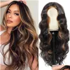 Wig Caps Prezzi all'ingrosso Premier evidenziare colori Virgin Hair Wave Natural 360 pizzo Frontale umano con baby drop drop drop drop dh7fq