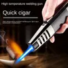 Hoogwaardige blauw laskneeuw bijvulbare winddichte butane zonder gas aansteker voor sigarenkeuken BBQ Jet Flame Torch Lighter