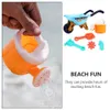 1igz Sand Play Water Fun 6pcs Beach Sand Toys Set kruiwagen Hark Hark Can Kids Gardening Set Summer Beach Sand Speel Mold voor buitenstrand Fun D240429