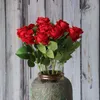 20pcs Roses Fleurs artificielles Rose Branche de fleur rouge Real Touch Fake for Wedding Home Decor 240429