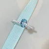 Clusterringe 925 Sterling Silber Sea Blue Treasure Ring Frauen Großhandel Ins Stil Zirkon hoher Kohlenstoff Diamant Einfach