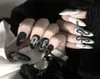24pcsset Extra Long Fake Nails Punk Snake Pattern Черный белый матовый ложноотехник на искусственные кончики ногтей