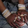 Ювелирные изделия хип -хоп мужчины с золотой нанесены на норму 925 серебряного серебряного серебряного VVS Moissanite Diamond Iced Out Cuban Link Bracele