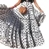 Saias moda verão mulheres plus size polka dot splice cintura alta babados uma linha casual grande balanço praia festa longa maxi saia para senhora