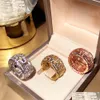 Med sidogenar Circar Ring Brand Classic Fashion Party Jewelry for Women Rose Gold Ball Banquet Luxurious Mens Rings säljer väl Drop Otbni