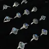 Bagues de cluster main 925 argent incrusté de labradorite naturelle pour dame T9048