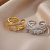 Cluster Ringen Eeuwigheid Belofte Zirkonia Voor Vrouwen Handgemaakte Open Verstelbare Roestvrij Stalen Ring 2024 Trend Bruiloft Sieraden Anillos