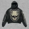 Haruku Skull Print Goth Hoodies Women Oversized Streetwear Hoodie Tops Vintage Sweatshirt Y2k Clothes Grunge Men Clothing 240131