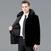 브랜드 Winter Mens Mink Fur Coat 중간 디자이너 노화 및 노인 짧은 후드 haining 통합 FWSX