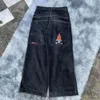 2023 nova marca de moda americana high street hiphop impresso jeans masculino tubo reto solto calças largas perna