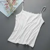 Women's T-Shirt Womens Slim Fit Large Top with Strap Tank Top Spring and Summer Lace Underlay Black and White L240201