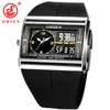 OHSEN Merk LCD Digitale Dual Core Horloge Waterdicht Outdoor Sport Horloges Alarm Chronograaf Backlight Zwart Rubber Mannen Horloge L2751