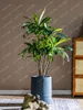 Fleurs décoratives Simulation de cryptage du vent silencieux plante verte Pot en bois du Brésil faux arbres Sago Cycas décoration de sol de salon intérieur