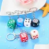 سلاسل المفاتيح اللطيفة COLORF DICE KEALS RINGS RESIN KEYFOB KEYFOB للرجال للنساء حقائب يد السيارة محفظة إكسسوارات المفاتيح الإبداعية 2044