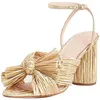 Sandaler Baldauren Women Brand Summer Shoes Pleated Bow-Knot Round Heels Open Toe Dress Big Size Party Wedding Drop Delivery Accessori DH6BO