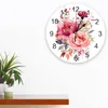 Wall Clocks Flower Bud And Leaf Overlay Printed Clock Modern Silent Living Room Home Decor Hanging Watch