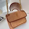 Chic Vintage Gold Chian Crossbody Bags y-letter Designer Messenger Bag Women Brown Suede Shoulder Bags Brand Luxurys Handbags Purse 231211