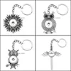 Keychains Lanyards Noosa Owl Wings Flowers Rhinestone Snap Key Chains Fit 18mm Snaps Knappar Bilväska Keyrings Drop Delivery Fashion Dhu3n