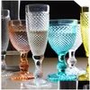 Copos de vinho atacado 150ml 300ml estilo europeu em relevo vitral lâmpada de vinho grosso cálices de alta transmitância tumblers gota deli dhdnx