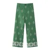 Женские брюки TARF, зеленые брюки с вышивкой, женские широкие брюки на лето, мешковатые женские брюки с высокой талией, уличная одежда Y2K