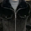 Haining – manteau d'hiver en fourrure à col rabattu, Imitation de loup des neiges et de Sable, pour hommes d'âge moyen et jeunes, épais et chaud, GT56