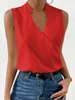 Kvinnors T-skjortor Crossover V Neck Pullover Tops 2024 Summer Daily Casual Solid Color T-shirt Kvinnliga ärmlösa tees Vest Trend Streetwear