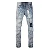 Lila Jeans, Designer-Jeans für Herren, gerade Skinny-Hosen, Baggy-Denim, europäische Jeans, Herren-Hosen, Biker-Stickerei, zerrissen, für den Trend 29–40 J9038