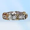 Whole Professional Eternity Diamonique Diamond 10KT WhiteYellow Gold Filled Wedding Band Cross Ring Size 5111635044