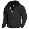 Herren-Kapuzenpullover mit Viertelreißverschluss, Schwarz, Wein, Marineblau, Dunkelgrün, mit Kapuze, einfarbig, übergroß, dick, trendige Hoodies 240123