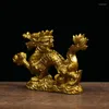 Decoratieve beeldjes Good Lucky Golden Dragon Chinese Zodiac Twaalf Standbeeld Gouden Dieren Sculptuur Desktop Decoratie