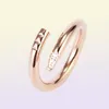 Women Love Rings Titanium Steel CZ Diamond Designer Single Nail Ring European American Fashion Classic Casual Couple Rose Gold Sil1167412