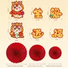 Parti Dekorasyonu 6pcs 3D Kağıt Fan Çiçeği Çin yılı kutsama duvar yuvarlak arka planlar ejderha süs malzemeleri