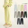 Calças Al-218 Yoga Accol Sweatpants Pelúcia Peso Pesado Calças Esportivas Casuais Calças Lanterna Solstice Relaxadas com Cordão Calças Femininas Prata 3D