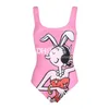 Luxury Bikinis Pink Figure Printed Swimsuit Sexy Designer Swimwear Padded Wetsuit Backless Swimwear Low Waist Swim Suits