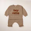 Clothing Sets Autumn Children's Sportswear Boys' Baby Letter Rainbow Sweatshirt Set Girls' Casual Top Solid Pants 2-Piece