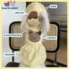 Vêtements pour chiens INS été coton lavé Plaid rose jaune ours lapin jupe à bretelles costume pour animaux de compagnie mignon chapeau de soleil robe de protection