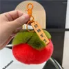 Keychains 2024 Real Rabbit Hair Mini Cute Small Persimmon Women Plush Rex Fur Car Key Chain Bag Decoration Pendant Gift