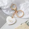 Keychains Fashion MR MRS Couple Keychain Heart Shape White Black Enamel Lovers Keyrings Key Bag Charms For Valentine's Day Gift