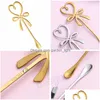 Spoons Butterfly Shaped Tea Cup Spoon Heart Shape Coffee Stirring Stainless Steel Cake Dessert Scoop Gold Milk Mixing Scoops Drop De Dhfli