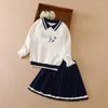 Conjuntos de roupas Meninas Conjunto Vestido Escola Primavera Outono Crianças 2 Pcs Manga Longa Camisola Saia Crianças Uniforme para