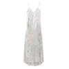 Casual Dresses TRAF Silver Slip Dress Woman Sleeveless Long For Women Backless Sexy Evening Prom Fashion Summer Party