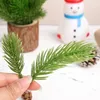 Decorative Flowers 6/8/10/12CM Pine Needles Short Branches Artificial Greenery Plant Stems Christmas Tree Decoration Home DIY Wreath Year