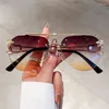 Sonnenbrille Vintage Randlos Männer Frauen Trendy Aviator Gradient Shades Sonnenbrille Mode Doppelte Brücke UV400 Brillen