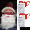 Christmas Decorations 100Pcs Party Christmas Mask Santa Claus Beard Visitor White Funny Cos Dress Up Europe United States Cross Border Dhmht