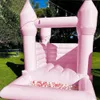 wholesale Pastel peach Pink blue Baby Bouncer Inflatable With PVC Jump Area And Slide Light Pink Bouncy Castle For Kids 1-8 Years Old Indoor include blower free ship