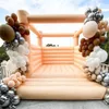 Partihandel 4x4m 13.2ft PVC Uppblåsbar stud House Hoppande Vit Bouncy Castle Bouncer Castles Jumper With Flower For Wedding Events Party Vuxna och barnleksaker