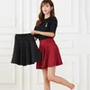 Skirts New Black Pocket Shorts Skirt Womens Basic Safety Pants Skirts School Flared Casual Mini Skater Medium Pleated Plus Size 4XL YQ240201