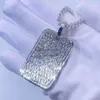 Baguette Cut Vvs Moissanite Iced Out Mannen Hip Hop Zilveren Dog Tag Hanger