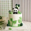 Ferramentas de bolo netflix panda gigante decoração bonito dos desenhos animados boneca bambu floresta topper crianças feliz aniversário casa