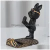 Objets décoratifs Figurines Accessoires pour la maison Bldog Scpture Support de téléphone portable Chambre Statue de chien mignon Bureau Creative 231228 Drop Delive Dhkcn